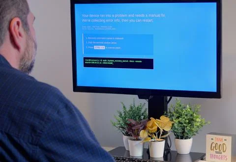 Fake Blue Screen Malware Attack Awareness Example Stock Photos