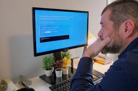 Fake Blue Screen Malware Attack Awareness Example Stock Photos