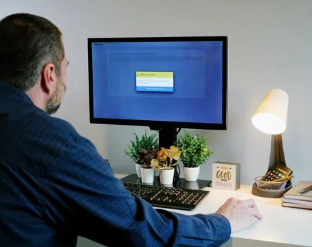 Fake Blue Screen Malware Attack Awareness Example 写真素材