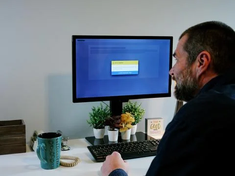 Fake Blue Screen Malware Attack Awareness Example Stock Photos
