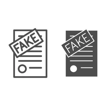 Fake documents line and solid icon, Black bookkeeping concept, forgery page of Illustrazione stock