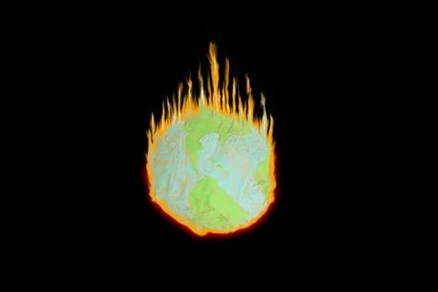 Fake globe in the fire Stock Illustration