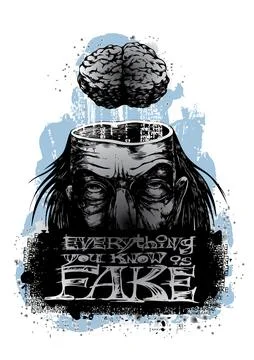 Fake Knowledge Brain Tee Design Stock Illustration