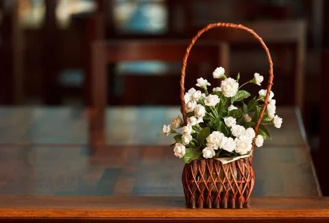 Fake masmine in basket Stock Photos