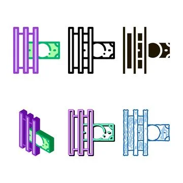 Fake money printer icon vector multipack outline Illustrazione stock
