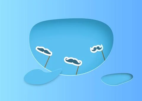 Fake Mustaches  set composition and papercut elements. Collection of face mas Stock Illustration