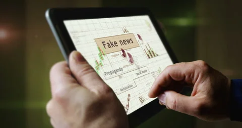 Fake news charts graphs on touchscreen pad display Stock Footage 327446319