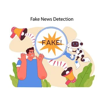 Fake news detection concept. Flat vector illustration 스톡 일러스트