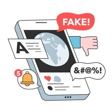 Fake news. Manipulation and control over people mind. Media influencing Stock Illustration