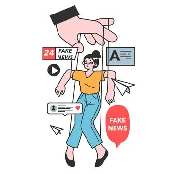 Fake news. Manipulation and control over people mind. Media influencing Stock Illustration