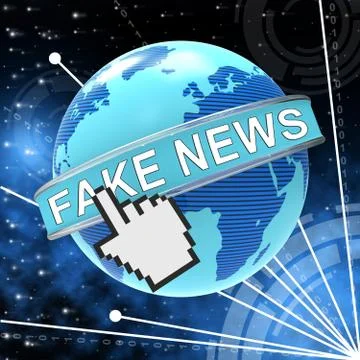 Fake News Pointer And Globe Map 3d Illustration Illustrazione stock