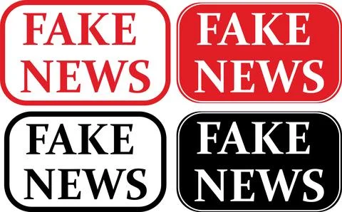 Fake News Rectangular Labels for Media Caution and Awareness Campaigns Stock Illustration