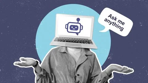 Fake news spread through chatbots and social media platforms Stock Photos