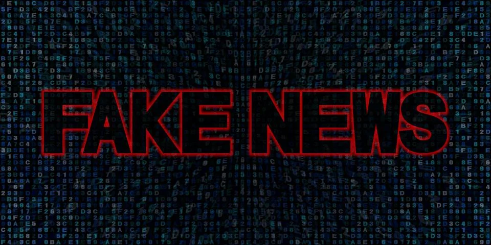 Fake News text on hex code illustration Stock Illustration