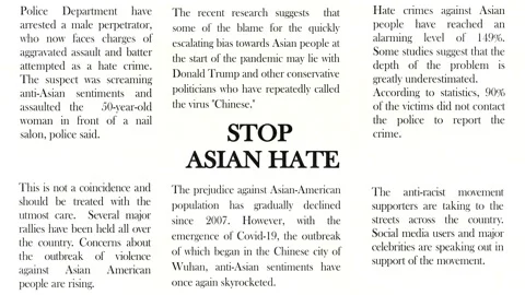 Fake Newspaper Article on Hate Crimes Against Asians Stock Footage