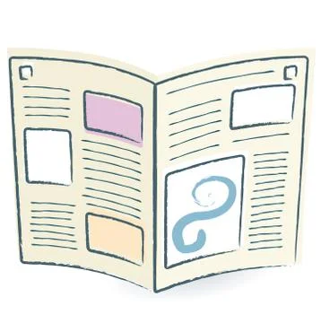 Fake newspaper open. Schematic illustration. Line art. Stock Illustration