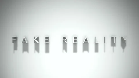 Fake reality 3D title animation white text on a white background Stock Footage 299748315