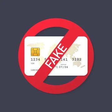 Fake simple plastic card. concept of id secure, e-commerce, not valid clone,  Illustrazione stock