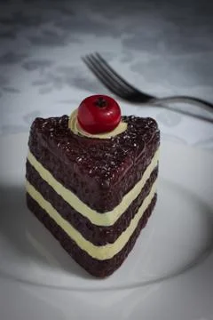 Fake slice of cake in a dish Stock Photos