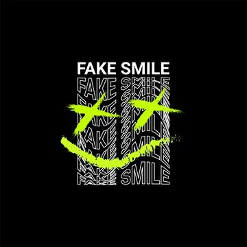 Fake smile design, suitable for screen printing t-shirts, clothes, jackets an Stock-Illustration