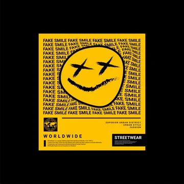 Fake smile design, suitable for screen printing t-shirts, clothes, jackets an Stock Illustration