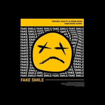 Fake smile design, suitable for screen printing t-shirts, clothes, jackets an Illustrazione stock
