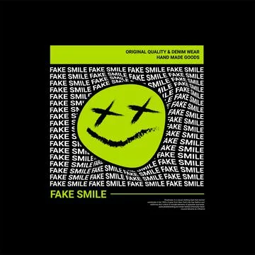 Fake smile design, suitable for screen printing t-shirts, clothes, jackets an Stock Illustration
