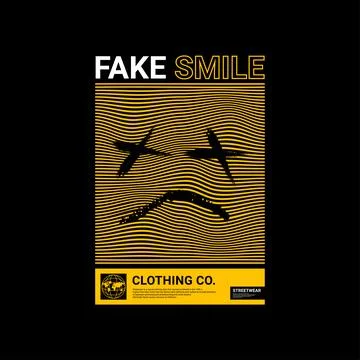 Fake smile design, suitable for screen printing t-shirts, clothes, jackets an Stock Illustration
