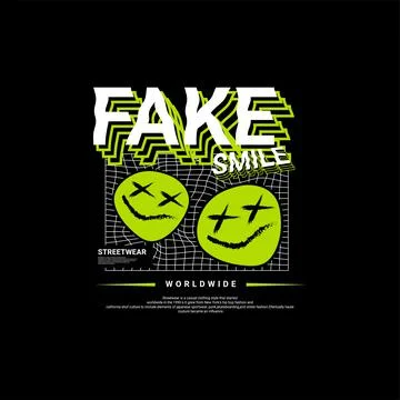 Fake smile design, suitable for screen printing t-shirts, clothes, jackets an Illustrazione stock
