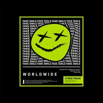 Fake smile design, suitable for screen printing t-shirts, clothes, jackets an Illustrazione stock