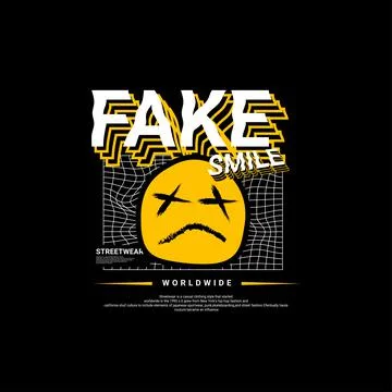 Fake smile design, suitable for screen printing t-shirts, clothes, jackets an Stock Illustration