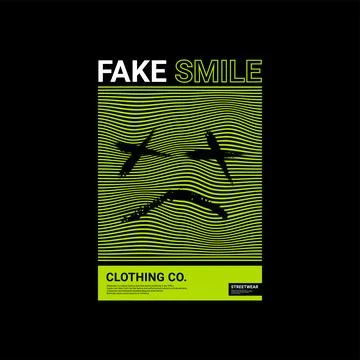 Fake smile design, suitable for screen printing t-shirts, clothes, jackets an Stock Illustration