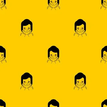 Fake smile pattern seamless. counterfeit joy background. Stretch smile with y Stock Illustration