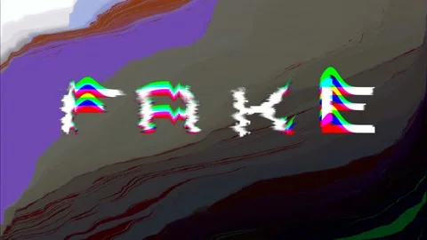 FAKE text with glitch waves 3D interferences animated pixelated font, loop Video stock 119189667