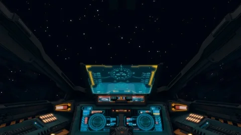 Fake Video Game Sci-fi Spaceship Flys Through The Stars Видео 118504101
