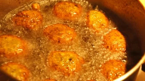 Falafel boiling Stock Photos