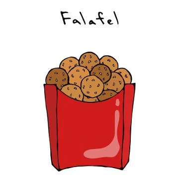 Falafel in a Box. Middle Eastern. Arabic Israel Vegetarian Healthy Fast Food Stock Illustration