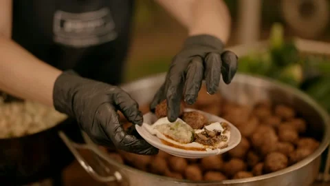 Falafel dish on the plate Stock Footage 221021097