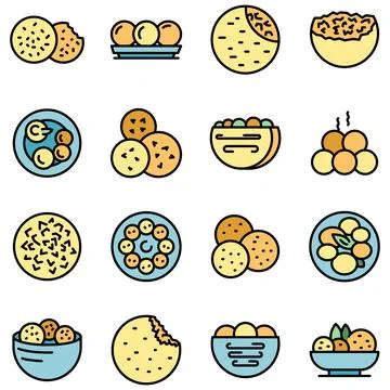 Falafel icons set vector flat Stock Illustration