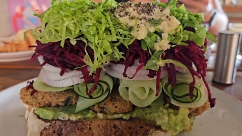 Falafel sandwich with fresh vegetables. Stock Footage 280250979