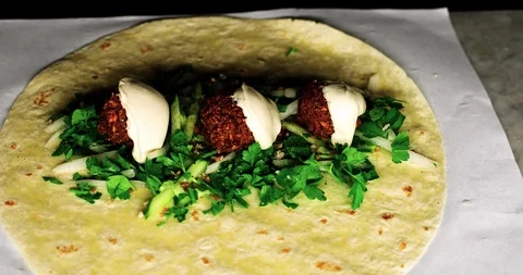 Falafel Wrap Stock Footage 105650373