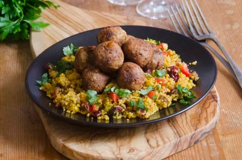 Falafels with couscous Stock Photos