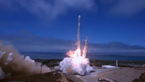 Falcon 9 space shuttle launched in a space - 2018 Stock Footage