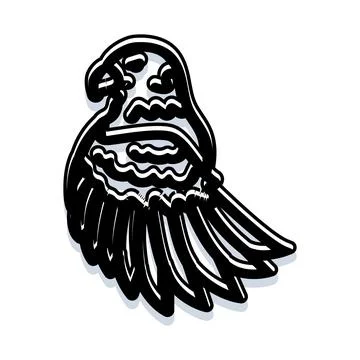 Falcon bird head looking back line artwork Stock Illustration