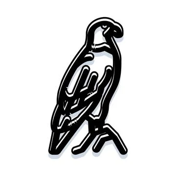 Falcon bird vector outline artwork graphic design Stock Illustration