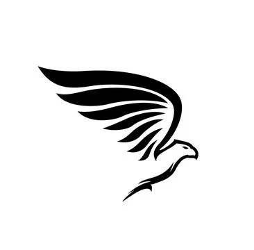 Falcon eagle or hawk icon, flying on spread wings Illustrazione stock