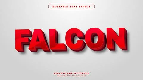 Falcon elegant 3D text effect Editable text style effect with red color theme Stock Illustration