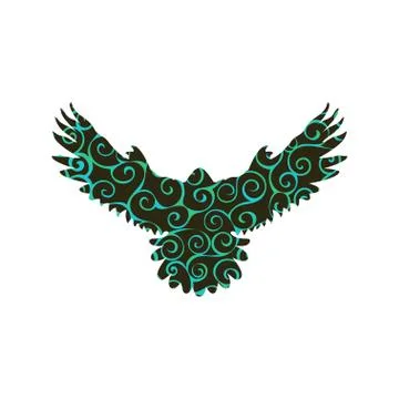 Falcon hawk bird spiral pattern color silhouette animal Stock Illustration