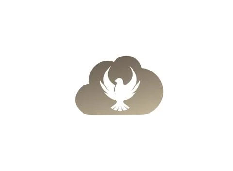 Falcon or eagle open wings flying logo design illustration, hawk in a cloud s Stockillustratie