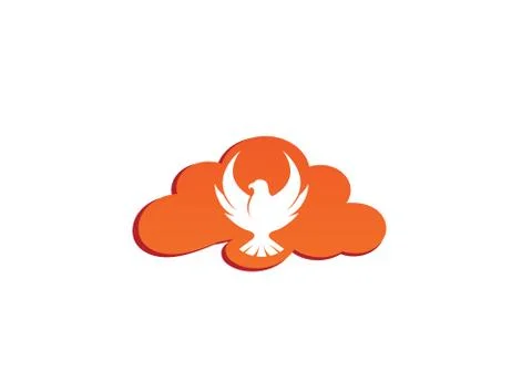 Falcon or eagle open wings flying logo design illustration, hawk in a cloud s Stock Illustration